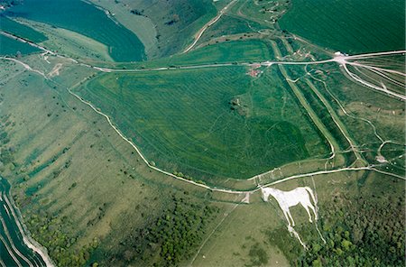 simsearch:845-03464660,k - Bratton Camp. Westbury Hill Aerial view of Westbury White Horse. . Foto de stock - Con derechos protegidos, Código: 845-05839374