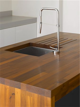 simsearch:845-07561516,k - Sink detail and draining board in Islington house extension. Architects: Paul Archer Design Stock Photo - Rights-Managed, Code: 845-06008324