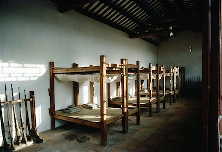 exposed beam ceiling - Barrack room of temple associated with Mao Zedong. Peasant Movement Institute, Guangzhou (Canton) December 1982. Stock Photo - Rights-Managed, Code: 845-06008380