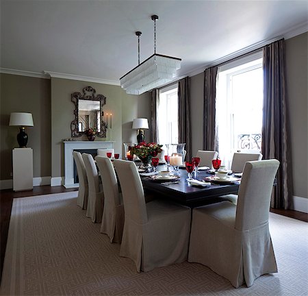 simsearch:845-05838374,k - Knightsbridge Apartment, London. A large table laid for dinner. dining table and chairs. Stock Photo - Rights-Managed, Code: 845-08939638