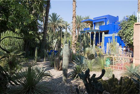simsearch:845-02726943,k - Jardin Majorelle and Islamic Art Museum, Marrakech, Morocco. 1931. Exterior of the blue workshop. Stock Photo - Rights-Managed, Code: 845-02727068