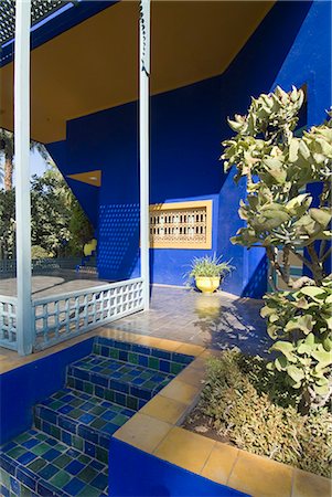 simsearch:845-02726943,k - Jardin Majorelle and Islamic Art Museum, Marrakech, Morocco. 1931. Blue workshop detail. Stock Photo - Rights-Managed, Code: 845-02727069