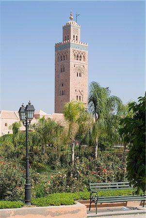 simsearch:845-02726943,k - Kotoubia Mosque, Marrakech, Morocco. 1195. Minaret and garden. Stock Photo - Rights-Managed, Code: 845-02727074