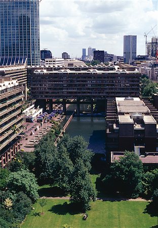 The Barbican, London. Housing development and arts centre. 1982. Architect: Chamberlin, Powell and Bon Stock Photo - Rights-Managed, Code: 845-02729863