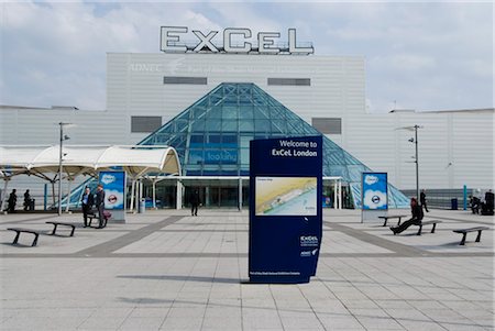 simsearch:845-03721225,k - Entrance to ExCel Exhibition Centre, London. Architects: Sir Robert McAlpine Stock Photo - Rights-Managed, Code: 845-03463859
