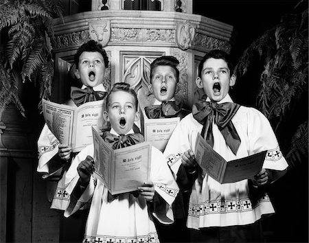1940s PORTRAIT OF 4 CHOIRBOYS SINGING O HOLY NIGHT Stock Photo - Rights-Managed, Code: 846-05646191