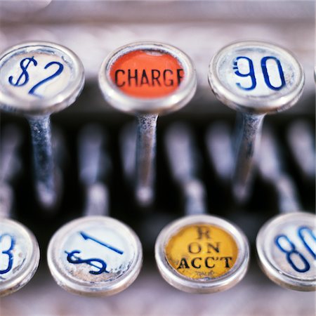 simsearch:846-05645665,k - 1980s KEYS OF ANTIQUE CASH REGISTER Stock Photo - Rights-Managed, Code: 846-05647428