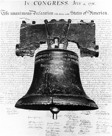 1940s LIBERTY BELL SUPERIMPOSED OVER COPY OF DECLARATION OF INDEPENDENCE Stock Photo - Rights-Managed, Code: 846-06111867