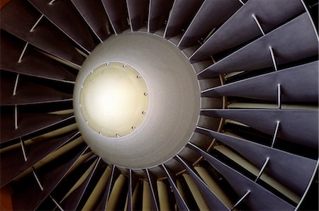 engineered - TURBINE BLADES IN FRONT OPENING OF U.S.A.F. TRANSPORT PLANE ENGINE Stock Photo - Rights-Managed, Code: 846-06112009