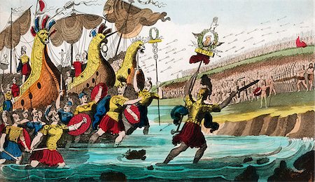 JULIUS CAESAR AND ROMAN TROOP SHIPS LANDING IN GREAT BRITAIN 55 B.C. Stock Photo - Rights-Managed, Code: 846-06112054