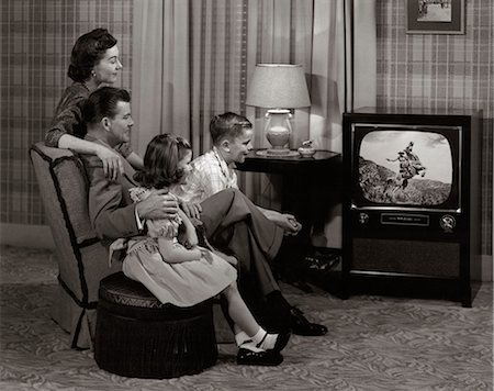 1950s FAMILY WATCHING TELEVISION Stock Photo - Rights-Managed, Code: 846-07200062