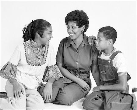 simsearch:846-02794589,k - 1970s AFRICAN AMERICAN MOTHER DAUGHTER SON FAMILY SITTING PORTRAIT Stock Photo - Rights-Managed, Code: 846-08639529