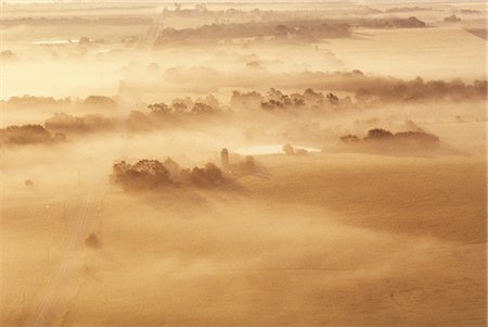 AERIAL VIEW OF FARM IN EARLY MORNING FOG NEAR EDGERTON KANSAS USA Stock Photo - Rights-Managed, Code: 846-09161445