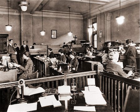 1910s 1920s BUSINESS OFFICE WITH WOMEN SITTING AT DESKS IN BULLPEN AREA Stock Photo - Rights-Managed, Code: 846-09161566