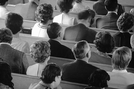 simsearch:846-05648291,k - 1970s 1980s ADULT MEN AND WOMEN PEOPLE SITTING IN CHURCH PEWS Stock Photo - Rights-Managed, Code: 846-09181615