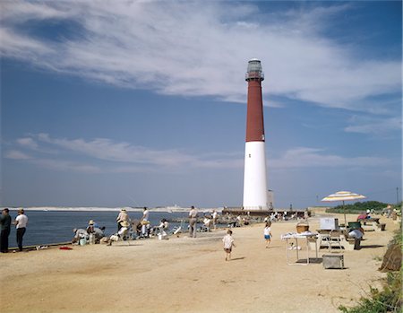 ANNÉES 1970 BARNEGAT PHARE LONG BEACH ISLAND NEW JERSEY SHORE BEACH ÉTATS-UNIS Photographie de stock - Rights-Managed, Code: 846-02795054