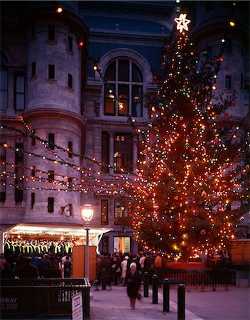 pictures old fashioned christmas trees - 1970s CITY HALL COURTYARD AT NIGHT CHRISTMAS TREE WINTER PHILADELPHIA PENNSYLVANIA USA Stock Photo - Rights-Managed, Code: 846-02795281