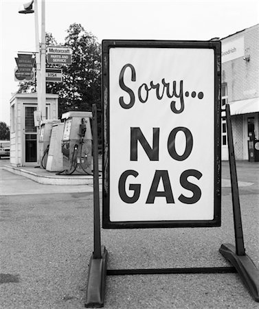 service station photography - 1970s 1973 SORRY NO GAS SIGN BESIDE GAS PUMPS AT SERVICE STATION DUE TO OPEC OIL CRISIS Stock Photo - Rights-Managed, Code: 846-02795388