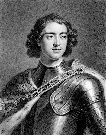 simsearch:846-02796436,k - PORTRAIT PETER THE GREAT PETER I CZAR TSAR RUSSIAN 1672 - 1725 RUSSIA ENGRAVING FROM PICTURE BY KNELLER Stock Photo - Rights-Managed, Code: 846-02796406