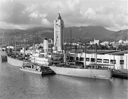 polynesian cargo ships - 1930s SHIP FREIGHTER AT DOCK PORT OF HONOLULU HAWAII Stock Photo - Rights-Managed, Code: 846-02796410