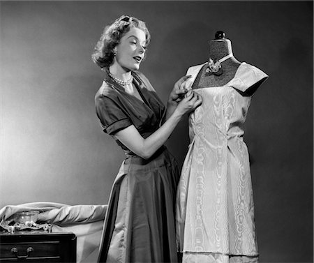 seamstress - 1950s WOMAN MAKING DRESS USING MANNEQUIN Stock Photo - Rights-Managed, Code: 846-02797340