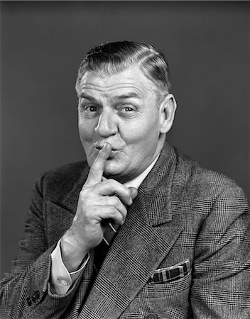 shhh - 1940s ELDERLY MAN WEARING SUIT MAKING SHUSH GESTURE Stock Photo - Rights-Managed, Code: 846-02797459