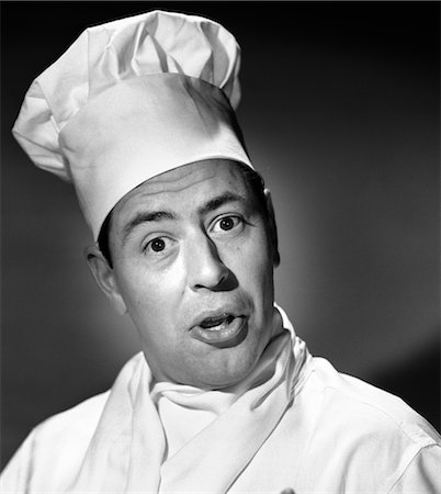 retro chef - 1950s MAN CHEF HEAD SHOT HUMOROUS EXPRESSION INDOOR Stock Photo - Rights-Managed, Code: 846-02792272