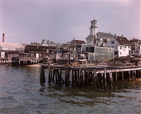 1950s NEW ENGLAND VILLAGE WATERFRONT PIER Stock Photo - Rights-Managed, Code: 846-02792534