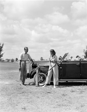 florida vintage - GOLFERS COUPLE MAN WOMAN CAR MIAMI BILTMORE FLORIDA Stock Photo - Rights-Managed, Code: 846-02792996