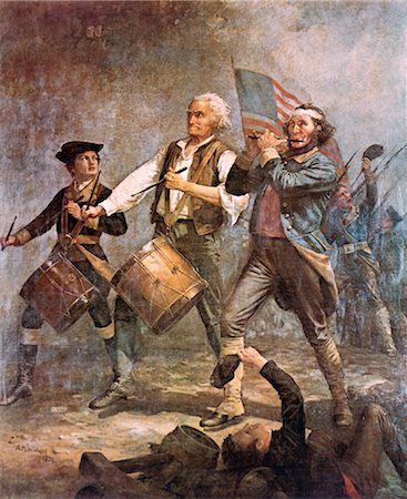 SPIRIT OF 76 BY ARCHIBALD M. WILLARD AMERICAN REVOLUTION WAR 1776 THREE MEN PATRIOT FLAG DRUM FIFE MARCHING MUSIC Stock Photo - Rights-Managed, Code: 846-02793880