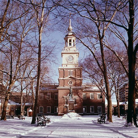 WINTER SNOW AT INDEPENDENCE HALL PHILADELPHIA PA Stock Photo - Rights-Managed, Code: 846-03165168