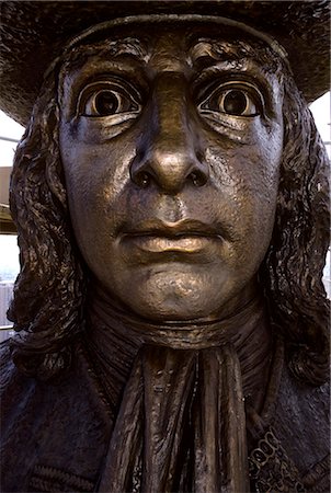 CLOSE UP OF FACE OF WILLIAM PENN STATUE ON TOP OF CITY HALL PHILADELPHIA, PENNSYLVANIA Stock Photo - Rights-Managed, Code: 846-03165221