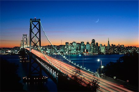 san francisco bay - 1980s SAN FRANCISCO AND OAKLAND BAY BRIDGE AT NIGHT SAN FRANCISCO, CALIFORNIA Stock Photo - Rights-Managed, Code: 846-03165693