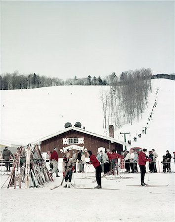 1950s SKIERS AT ALPINE LIFT MOUNT MT MANSFIELD VERMONT Stock Photo - Rights-Managed, Code: 846-03166175