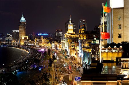 shanghai china - Shanghai night skyline of buildings along the Huangpu River and the Bund, Shanghai, China, Asia Stock Photo - Rights-Managed, Code: 841-05784812