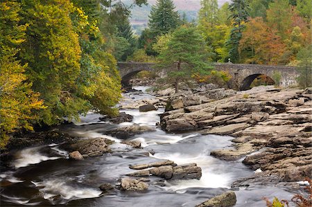 stone scotland - The Falls of Dochart and stone bridge surrounded by autumn foliage at Killin, Loch Lomond and The Trossachs National Park, Stirling, Scotland, United Kingdom, Europe Stock Photo - Rights-Managed, Code: 841-05785116