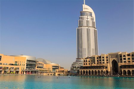 Downtown district with the Dubai Mall, The Address building and Palace Hotel, Dubai, United Arab Emirates, Middle East Stock Photo - Rights-Managed, Code: 841-05785668