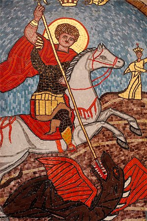 pictures of the african church - Mosaic of St. George slaying the dragon in St. George Coptic Orthodox church, Cairo, Egypt, North Africa, Africa Stock Photo - Rights-Managed, Code: 841-05785887