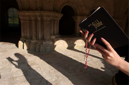 Bible reading in Fontenay abbey church, Marmagne, Burgundy, France, Europe Stock Photo - Rights-Managed, Code: 841-05786018