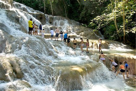 photography jamaica - Terraces of calcite travertine forming the Dunn's River Falls, near Ocho Rios, on the north coast of Jamaica, West Indies, Caribbean, Central America Stock Photo - Rights-Managed, Code: 841-05781187
