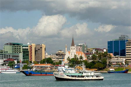 Harbour and city centre skyline, Dar es Salaam, Tanzania, East Africa, Africa Stock Photo - Rights-Managed, Code: 841-05781806