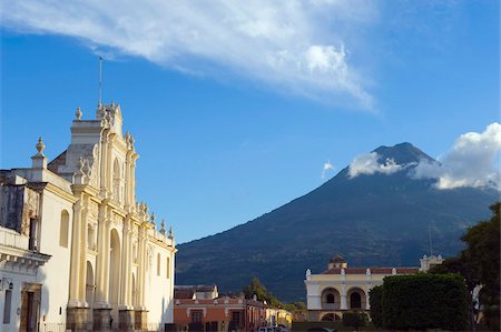 Volcan de Agua, 3765m, and Cathedral, Antigua, UNESCO World Heritage Site, Guatemala, Central America Stock Photo - Rights-Managed, Code: 841-05782518