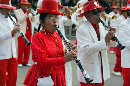 south american woman - Musicians playing clarinet at Anata Andina harvest festival, Carnival, Oruro, Bolivia, South America Stock Photo - Rights-Managed, Code: 841-05782806