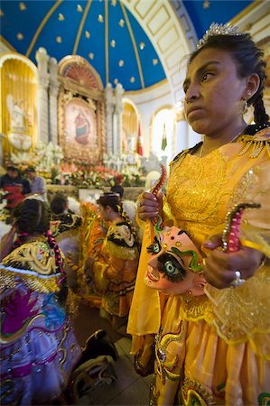 south american woman - Procession continuing inside church at the Oruro Carnival, Oruro, Bolivia, South America Stock Photo - Rights-Managed, Code: 841-05782825