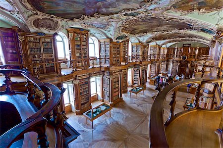 rococo - The Rococo style Abbey Library, containing the oldest library collection in the country, St. Gallen, Switzerland, Europe Stock Photo - Rights-Managed, Code: 841-05795330