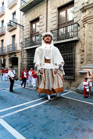 Parade of Giants and Big-heads, San Fermin street festival, Pamplona, Navarra (Navarre), Spain, Europe Stock Photo - Rights-Managed, Code: 841-05795436