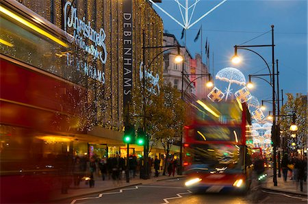 street scene night - Christmas lights, Oxford Street, London, England, United Kingdom, Europe Stock Photo - Rights-Managed, Code: 841-05795486