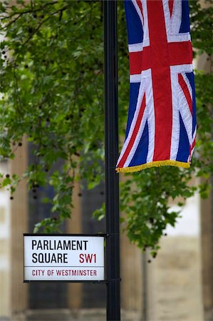 Union jack flag flies in Parliament Square, outside Westminster Abbey, during the marriage of Prince William to Kate Middleton, 29th April 2011, London, England, United Kingdom, Europe Stock Photo - Rights-Managed, Code: 841-05795924