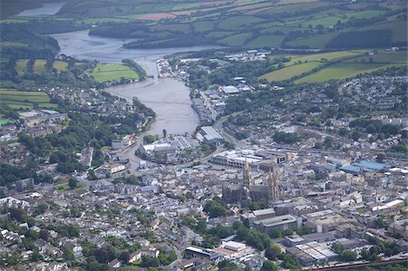 Aerial view of city and cathedral, Truro, Cornwall, England, United Kingdom, Europe Stock Photo - Rights-Managed, Code: 841-05796031