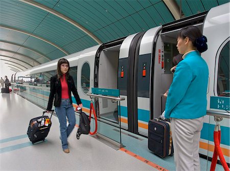 simsearch:841-07083701,k - Passenger boarding magnetic levitation high speed train on a Shanghai station platform, Shanghai, China, Asia Stock Photo - Rights-Managed, Code: 841-05796100